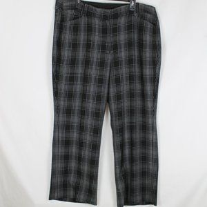 LANE BRYANT Pants Woman Size 22 Black with White Plaid Straight Leg Pockets